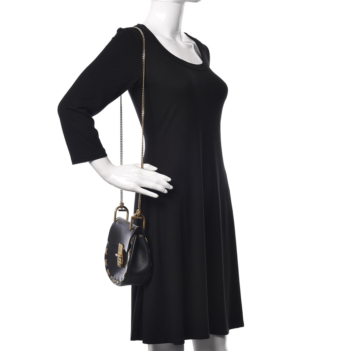 Calfskin Mini Drew Chain Shoulder Bag Black