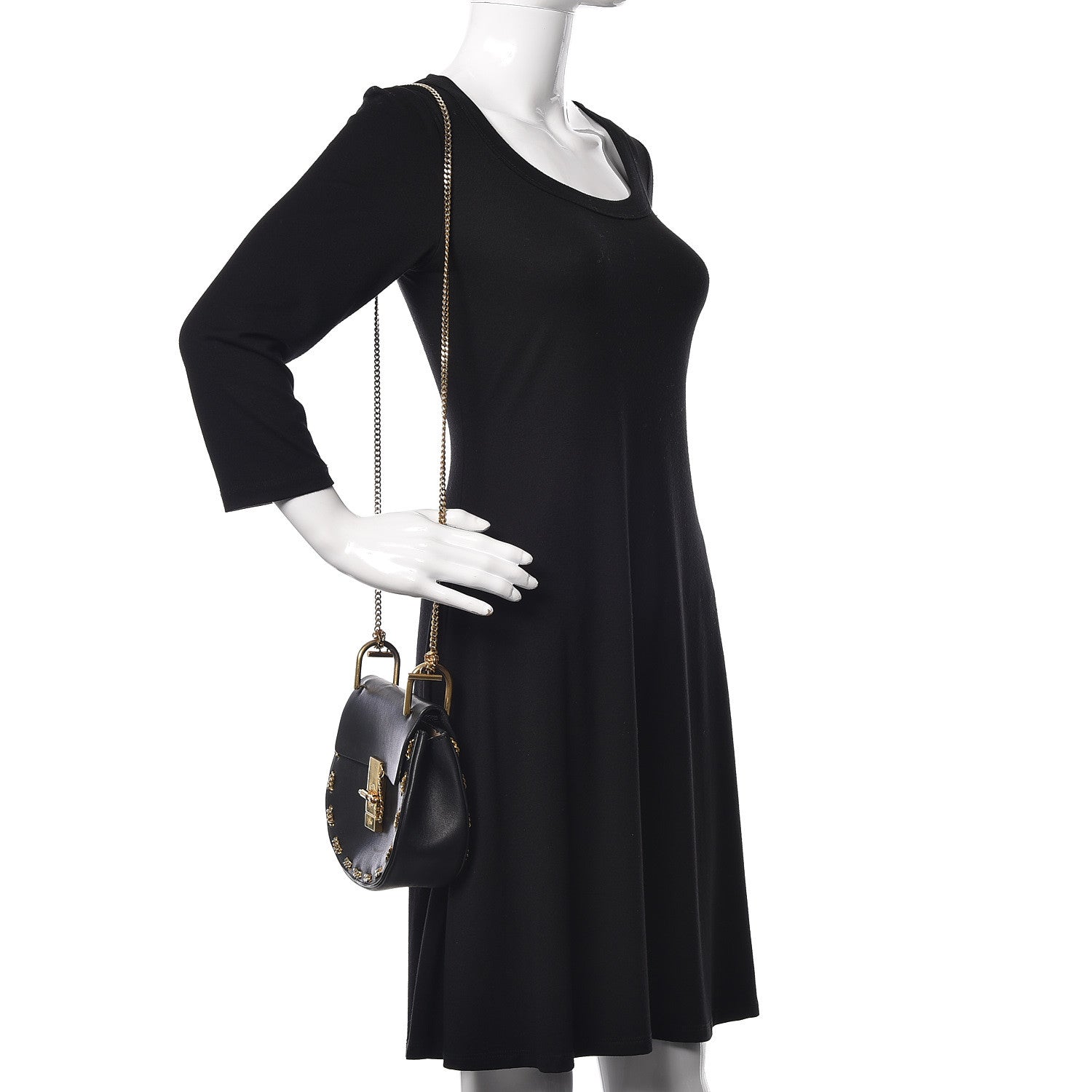 Chloe Calfskin Mini Drew Chain Shoulder Bag Black 2 of 14