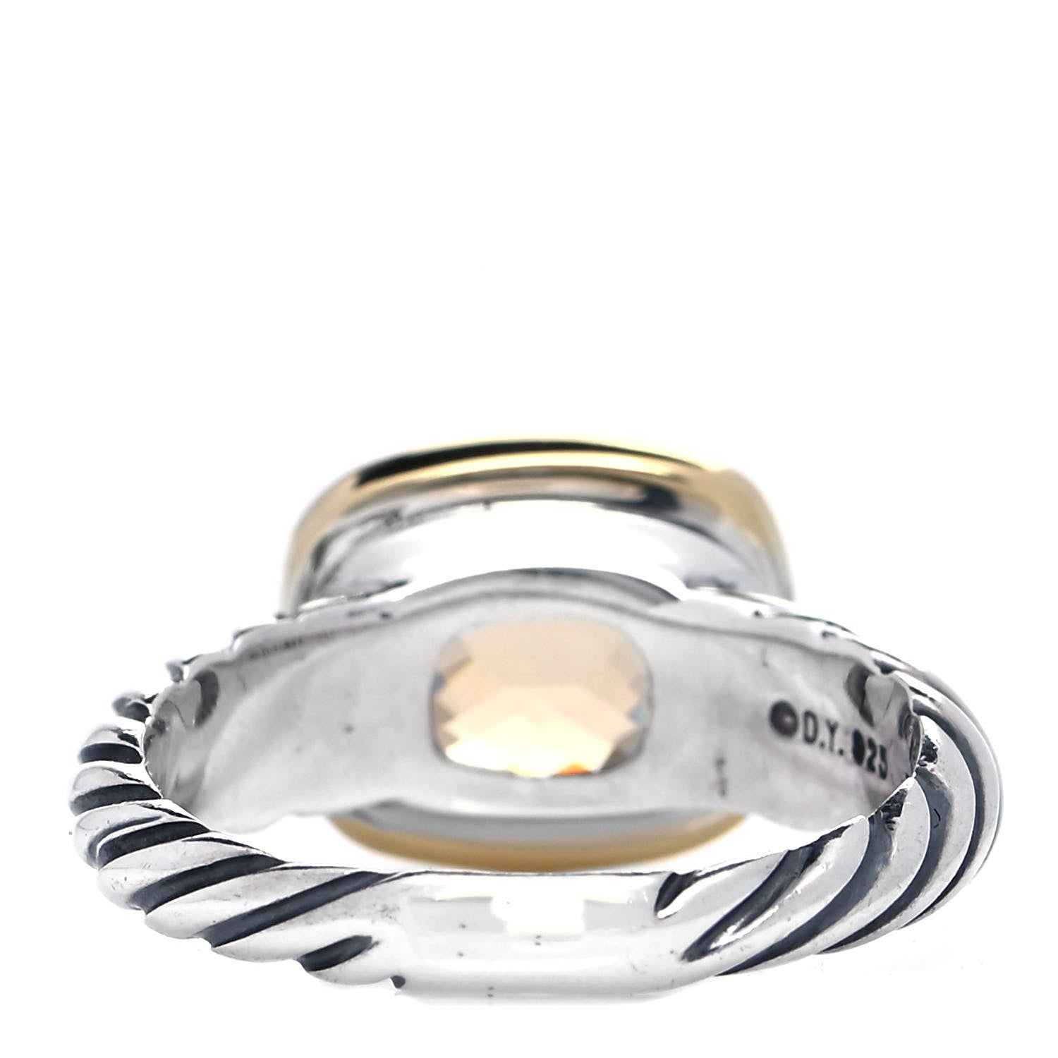 David Yurman Sterling Silver 18K Yellow Gold Citrine 10mm Noblesse Ring 52 6 3 of 4