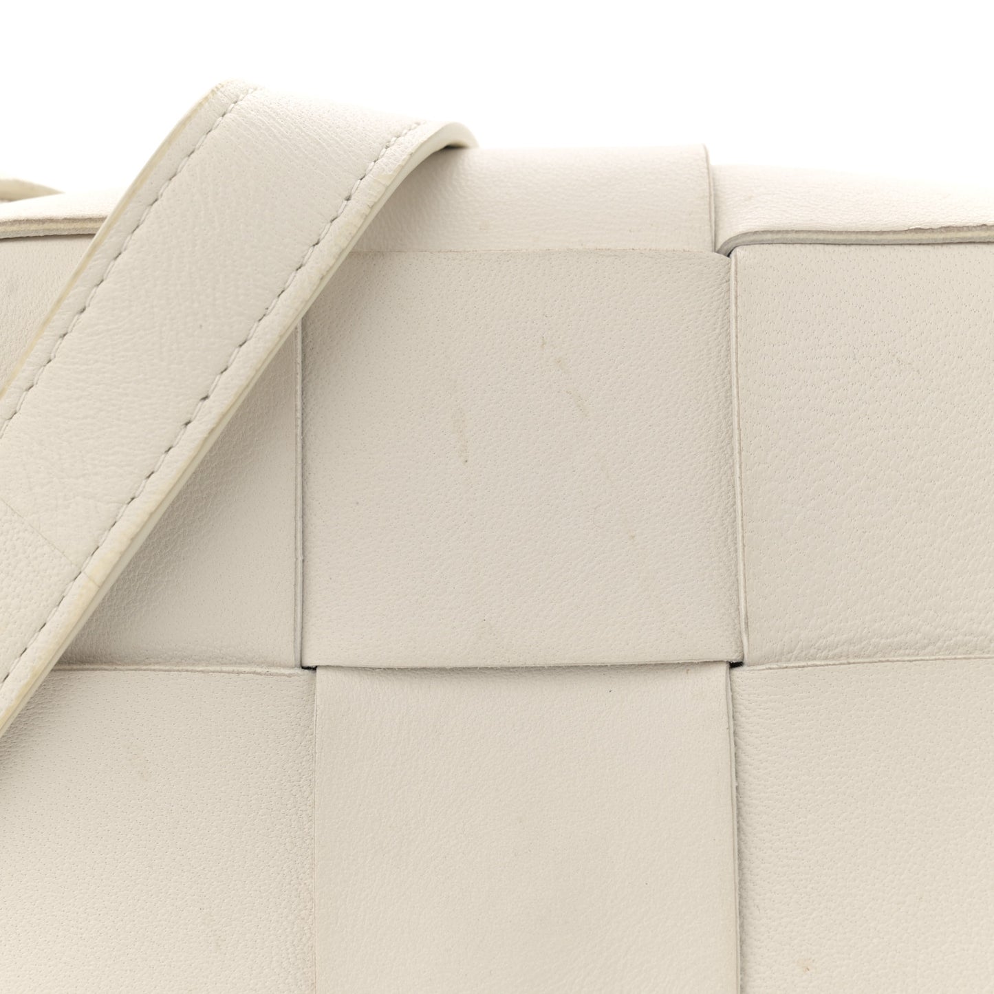 Lambskin Maxi Intrecciato Extra Mini Cassette Crossbody Bag White
