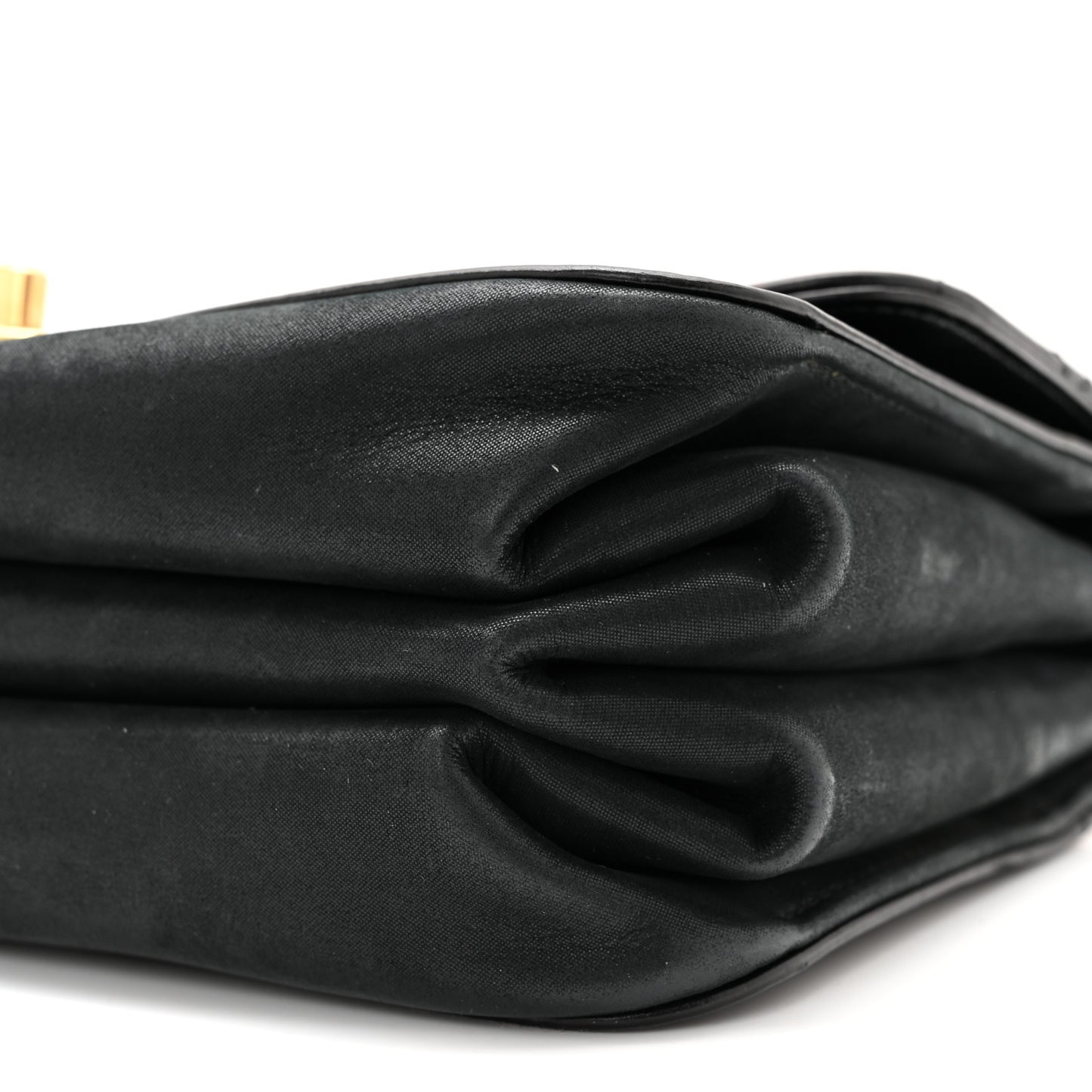 Glazed Calfskin Quilted Small Straight Lined Flap Black