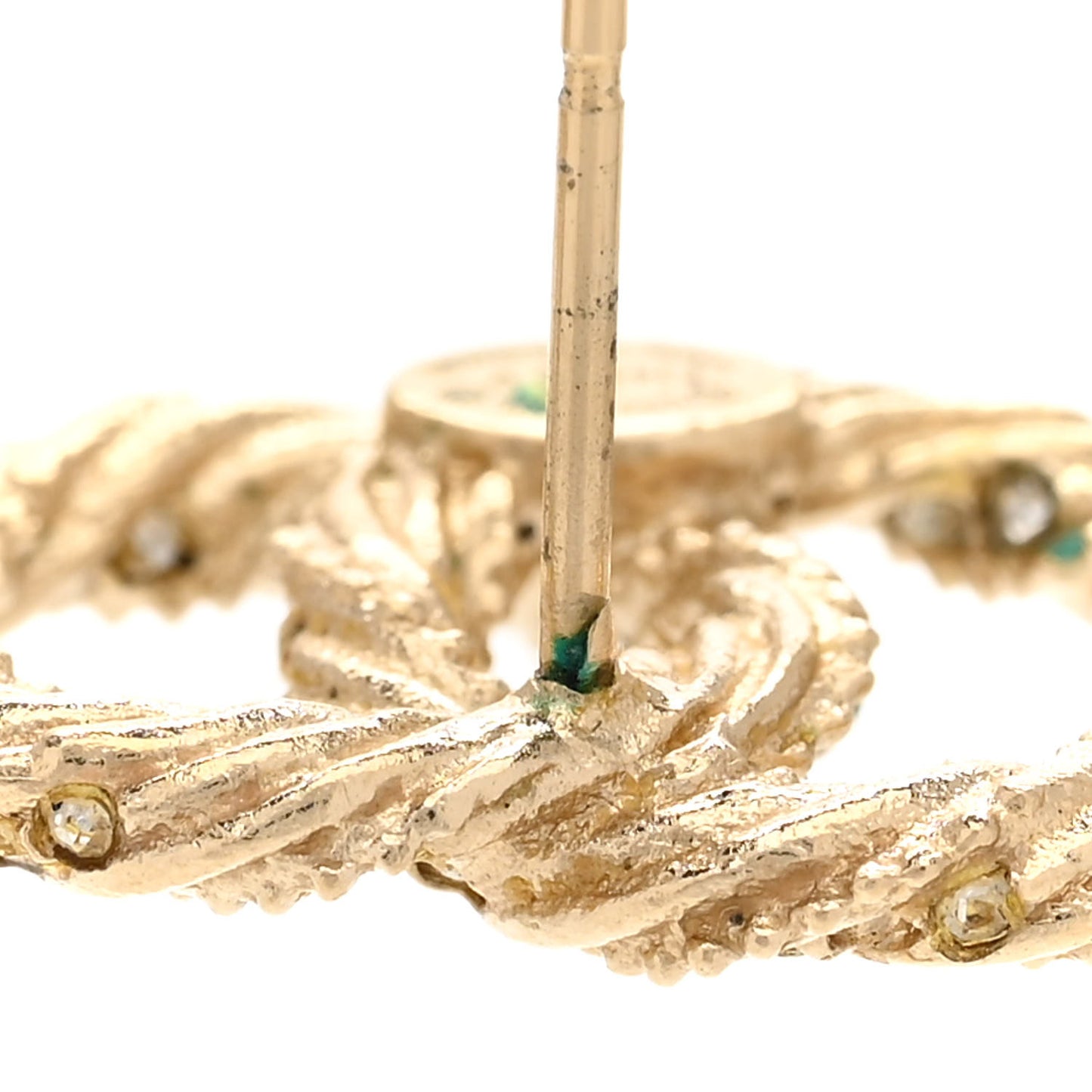 Crystal Twisted CC Earrings Gold