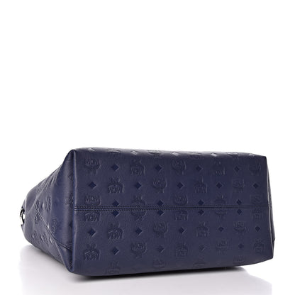 MCM Calfskin Ottomar Monogram Large Klara Hobo Navy Blue 4 of 10