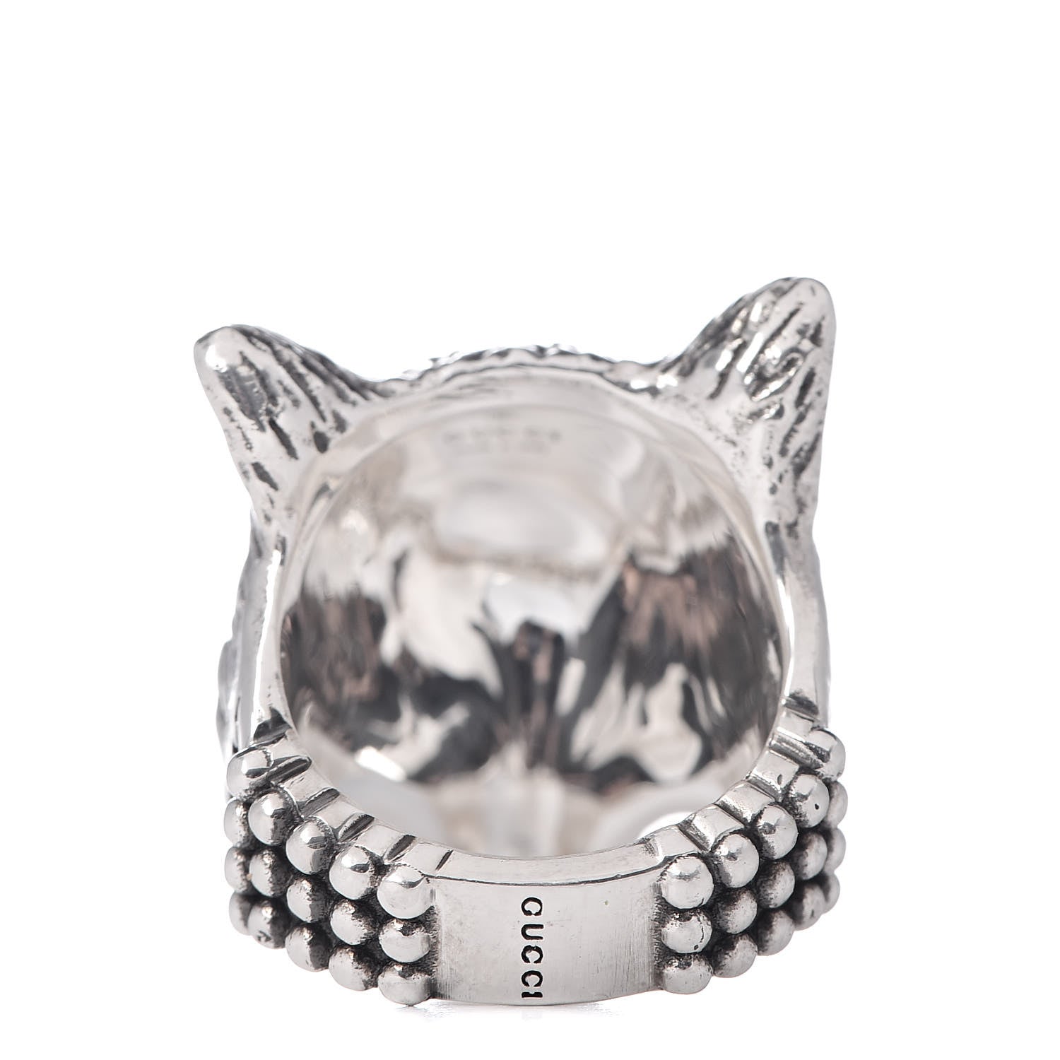 Gucci Sterling Silver Anger Forest Wolf Head Ring 54 6.75 4 of 10