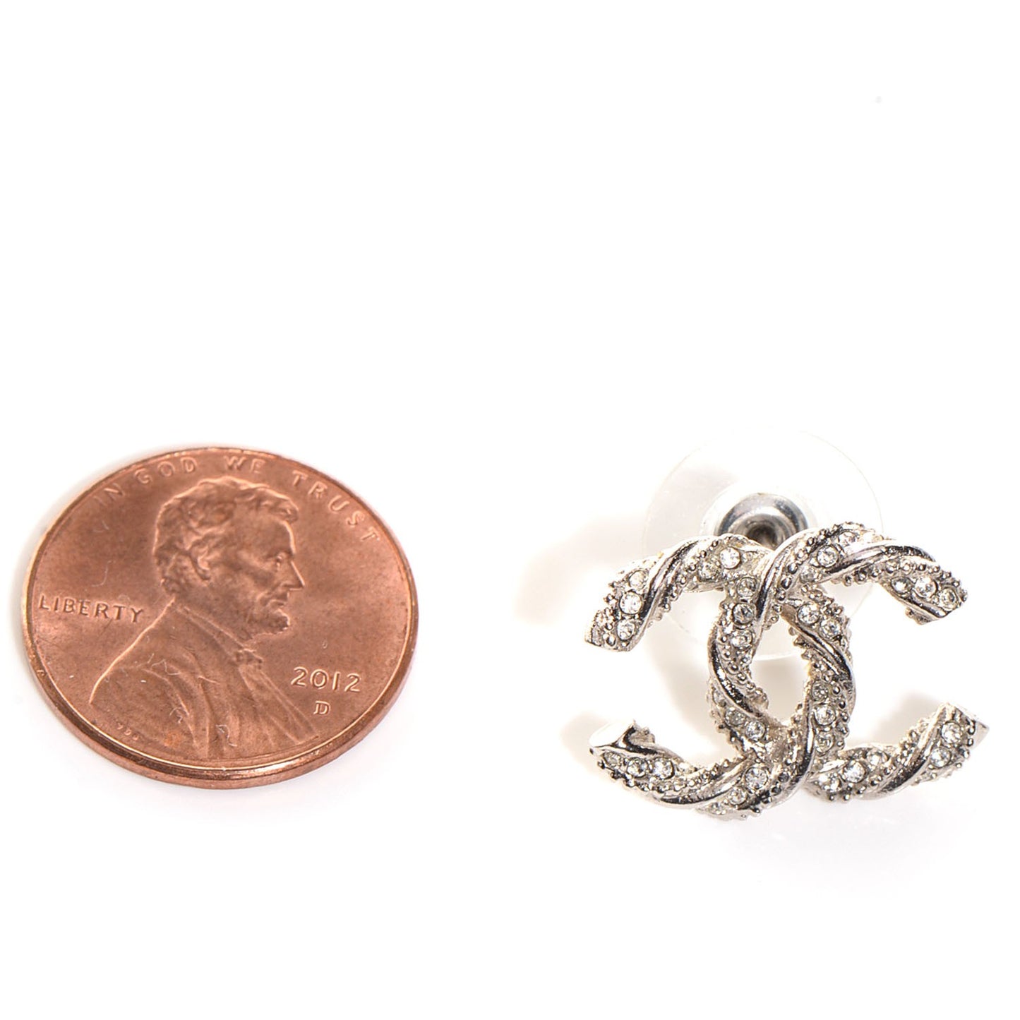 Crystal CC Twisted Earrings Silver