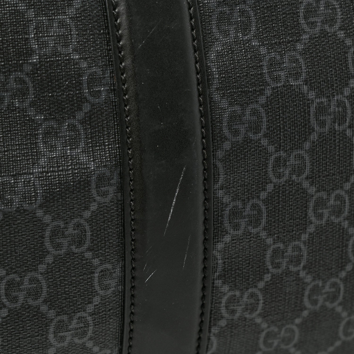 Gucci Soft GG Supreme Monogram Appia Calfskin Web Large Carry On Duffle Bag Black Grey 11 of 11