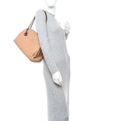 Chanel Lambskin Quilted Large Just Mademoiselle Bowling Bag Beige 2 of 10