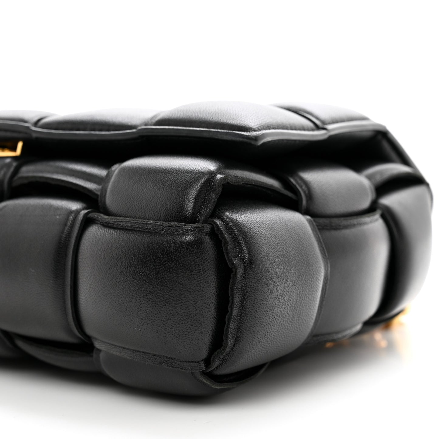 Lambskin Maxi Intreccio Padded Chain Cassette Crossbody Bag Black