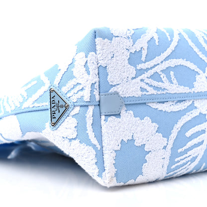 Prada Nylon Embroidered Drill Shopping Tote Bag Sky Blue White 7 of 8