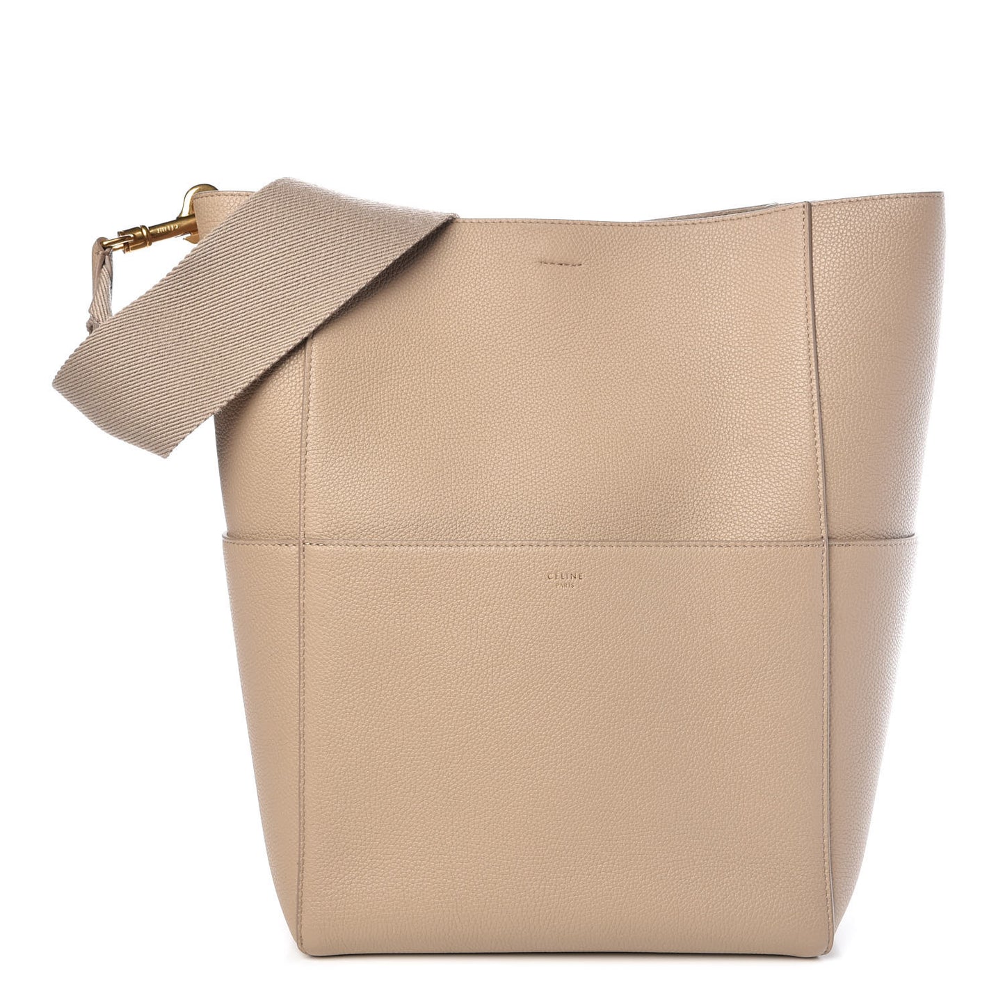 Soft Grained Calfskin Sangle Bucket Bag Dune