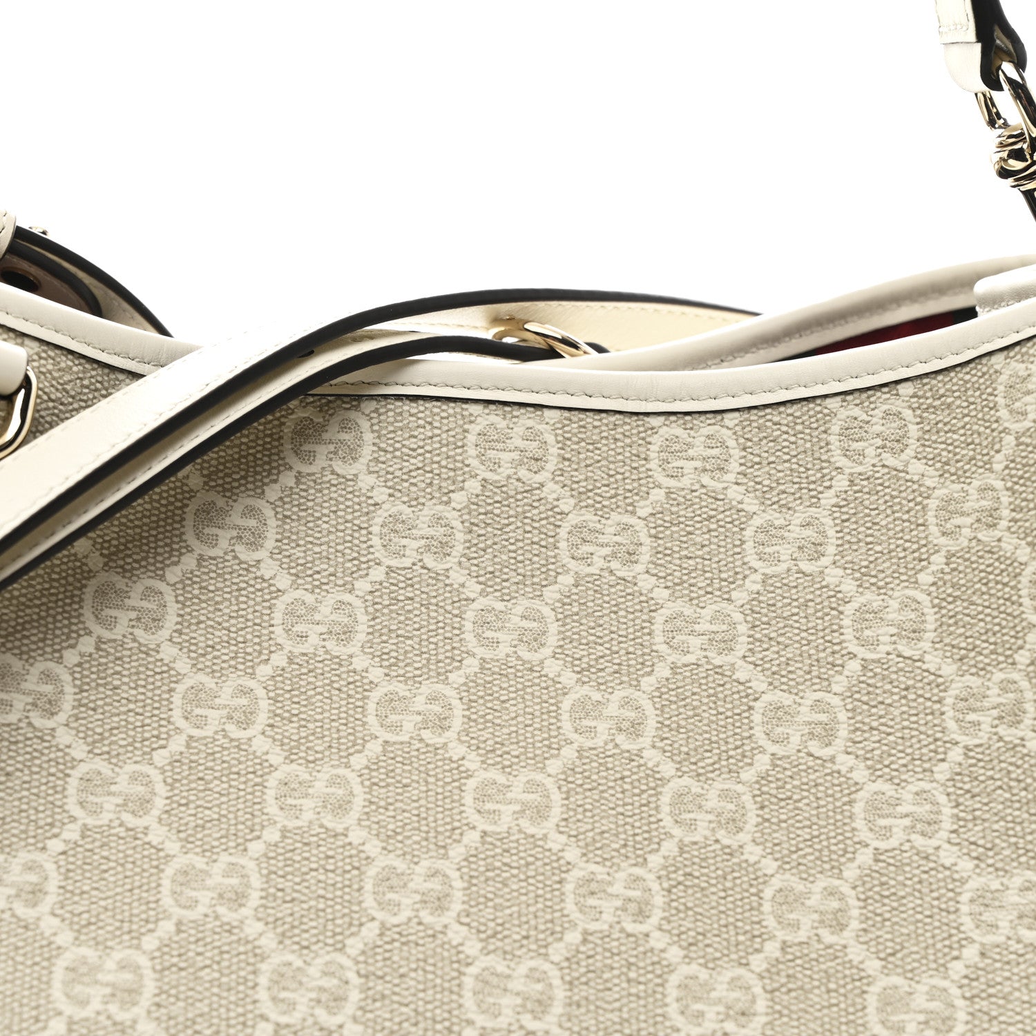 Gucci GG Supreme Monogram Medium Emblem Bucket Bag Beige White 9 of 11