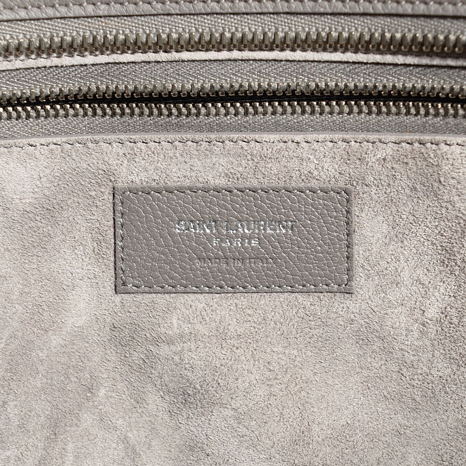 Saint Laurent Grained Calfskin Small Cabas Rive Gauche Bag Fog 6 of 9