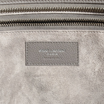 Saint Laurent Grained Calfskin Small Cabas Rive Gauche Bag Fog 6 of 9