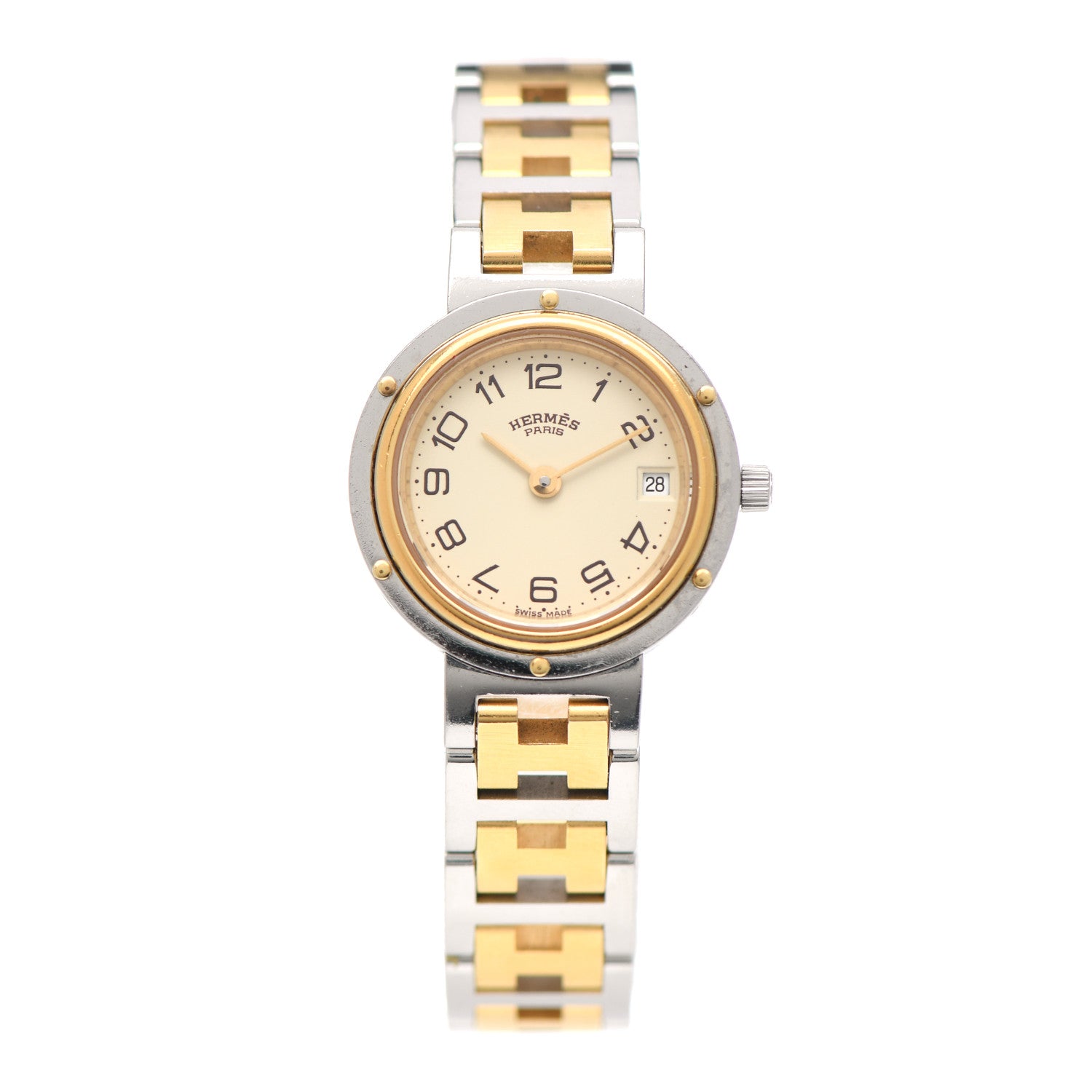 Hermes Stainless Steel 24mm Clipper Quartz Watch Gold 1 of 5