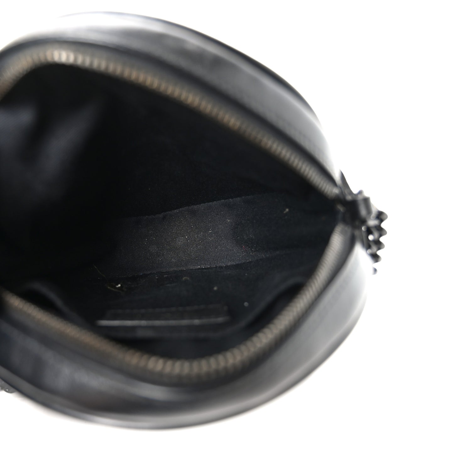 Calfskin Matelasse Chevron Round Vinyle Camera Bag Black