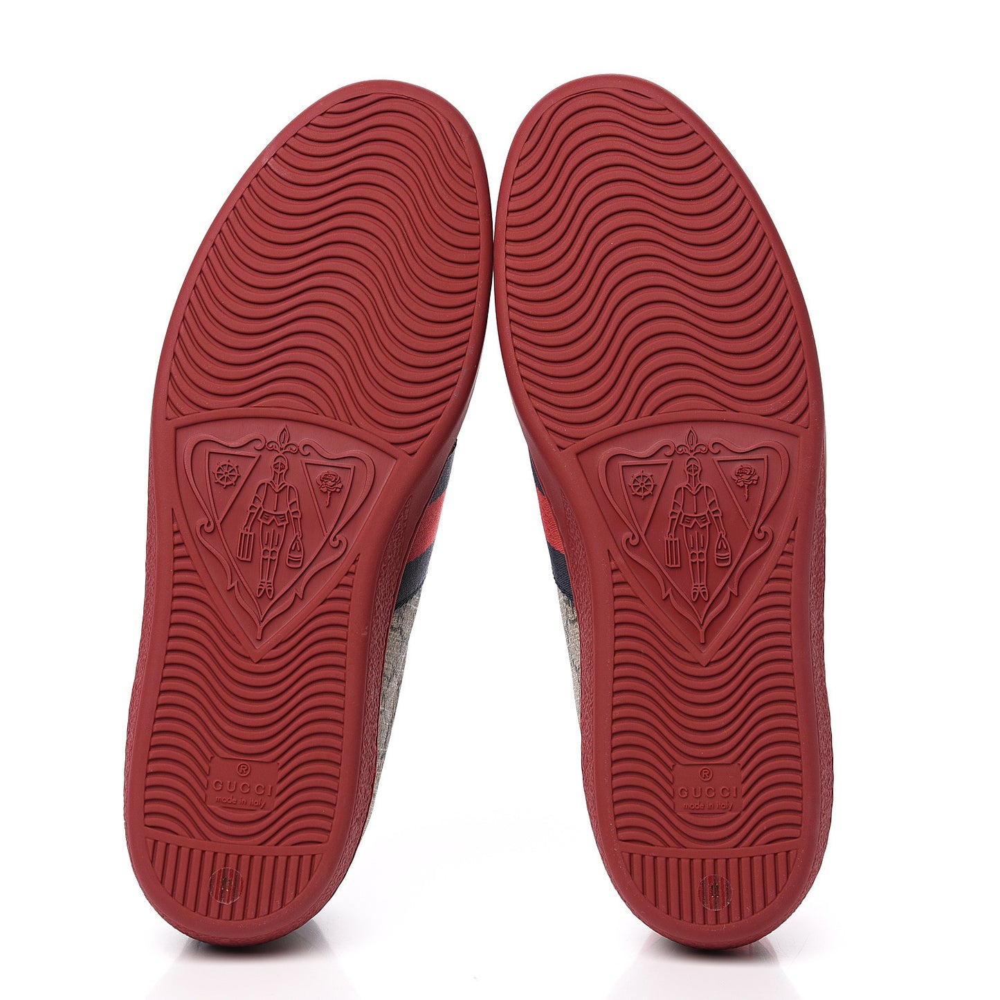 GG Supreme Monogram Ayers Mens New Ace Low-Top Sneaker 11 Beige Red