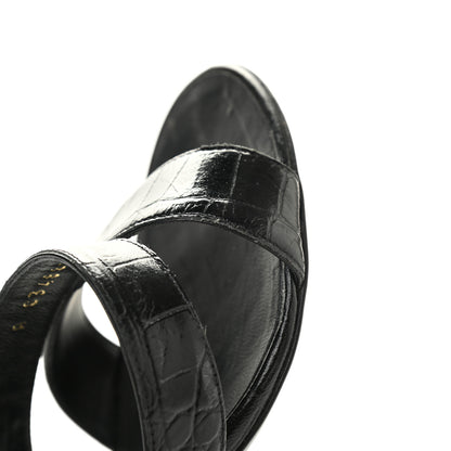 Chanel Calfskin Crocodile Embossed Sandals 39.5 Black 12 of 15