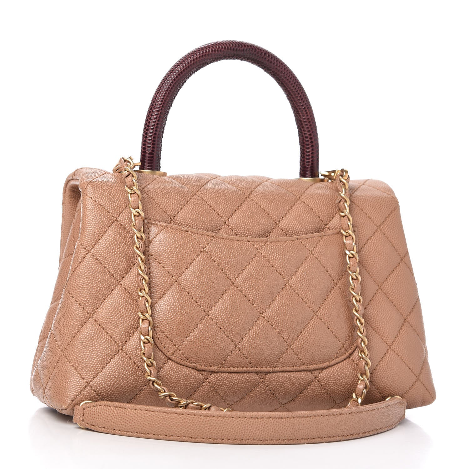 Chanel Caviar Lizard Quilted Mini Coco Handle Flap Beige 3 of 11