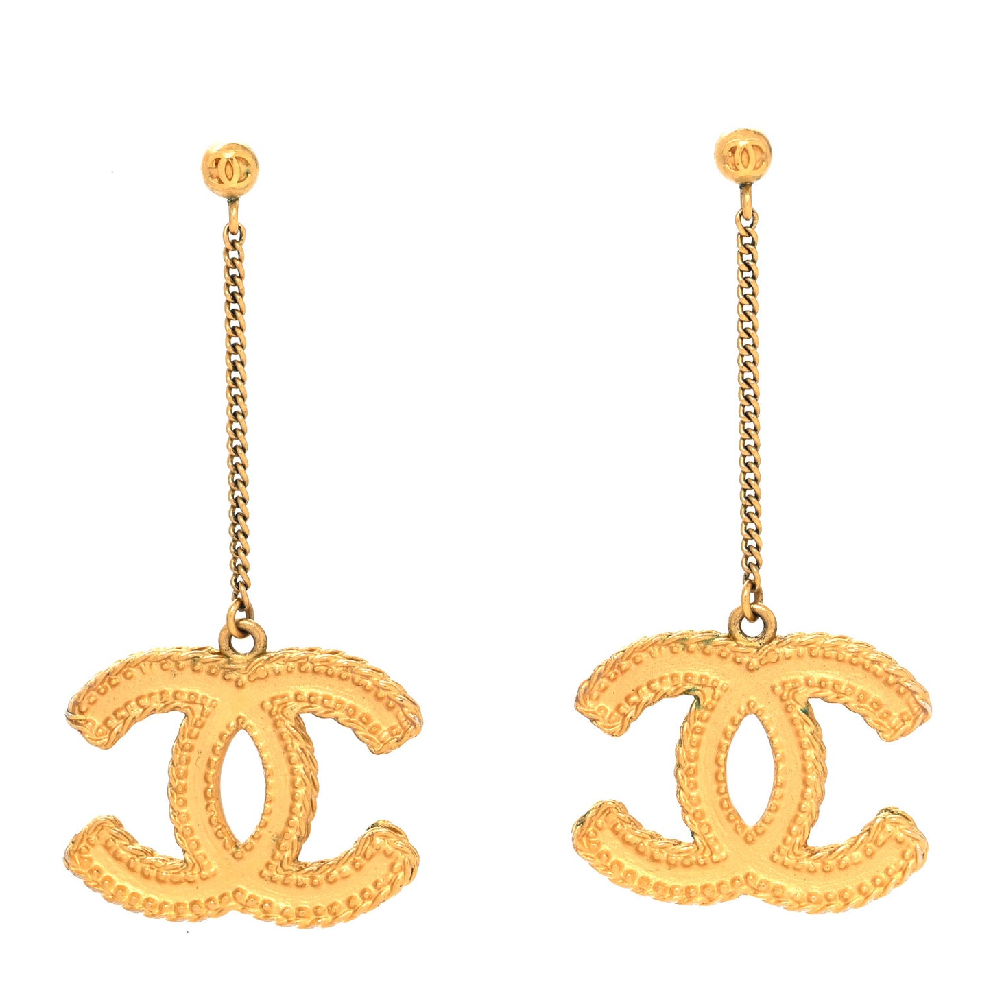 CC Drop Earrings Matte Gold