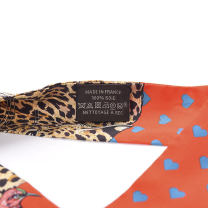 Hermes Silk Jungle Love Love Twilly Orange Bleu Brun 2 of 4