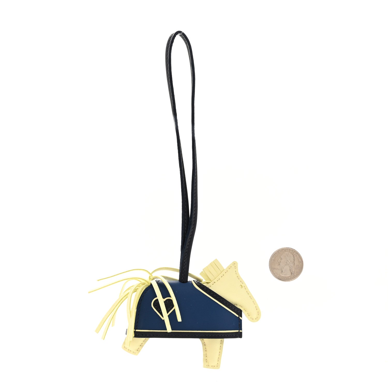 Hermes Milo Lambskin Grigri Rodeo Robeo Coeur Bag Charm PM Jaune Milton Bleu Nuit Bleu Tie 2 of 4