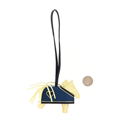 Hermes Milo Lambskin Grigri Rodeo Robeo Coeur Bag Charm PM Jaune Milton Bleu Nuit Bleu Tie 2 of 4