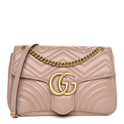Gucci Calfskin Matelasse Medium GG Marmont Shoulder Bag Porcelain Rose 1 of 7