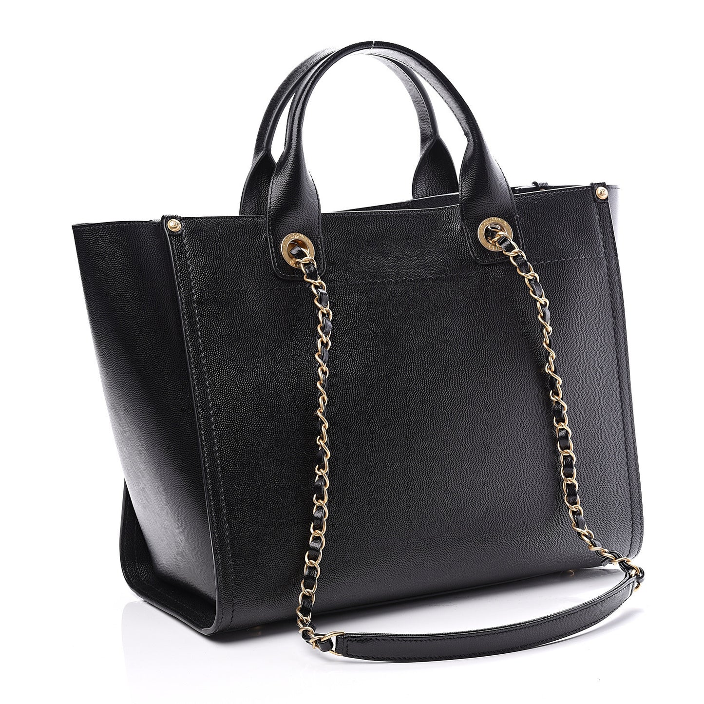 Caviar Small Studded Deauville Tote Black