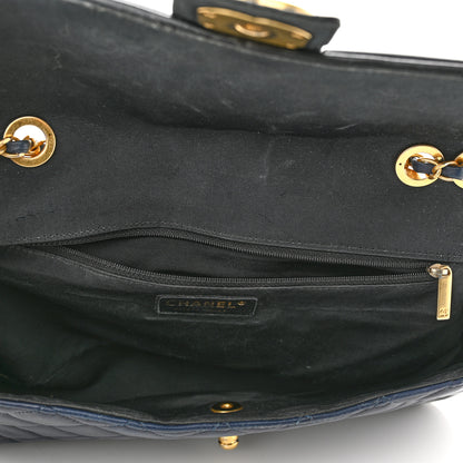 Chanel Calfskin Quilted Large Elegant CC Flap Navy Black 4 of 11