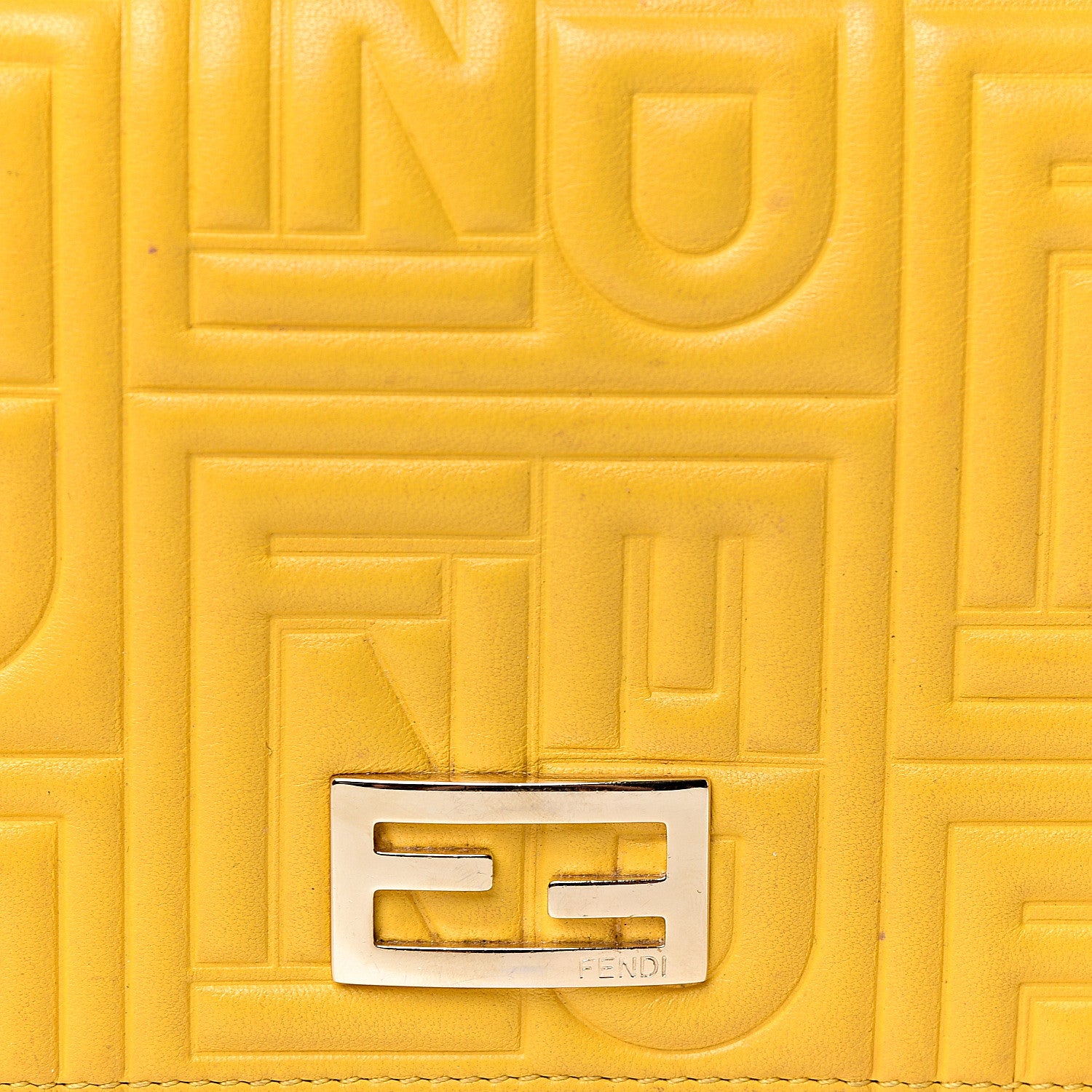 Fendi Nappa Logo Embossed Long Wallet On Chain Lemon Giallo 9 of 15