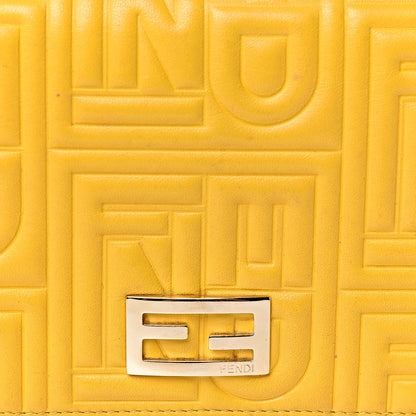 Fendi Nappa Logo Embossed Long Wallet On Chain Lemon Giallo 9 of 15