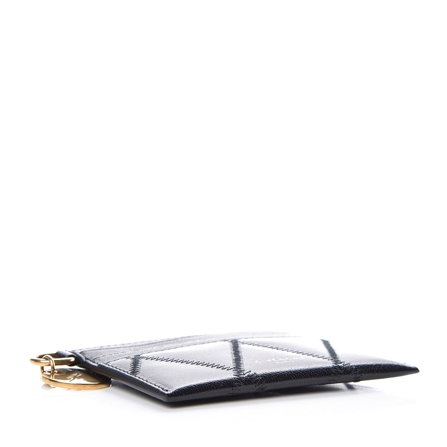 Goatskin Diamond Quilted GV3 Card Holder Black