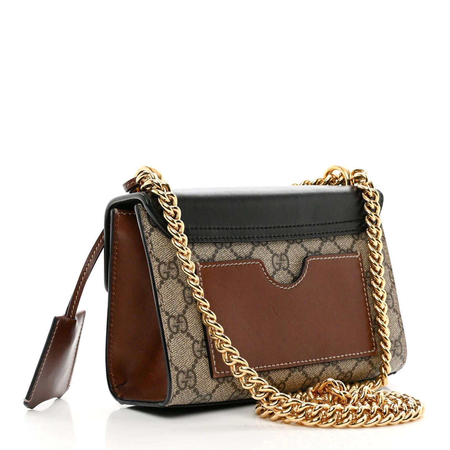 GG Supreme Monogram Calfskin Small Padlock Shoulder Bag Beige Black Cuir