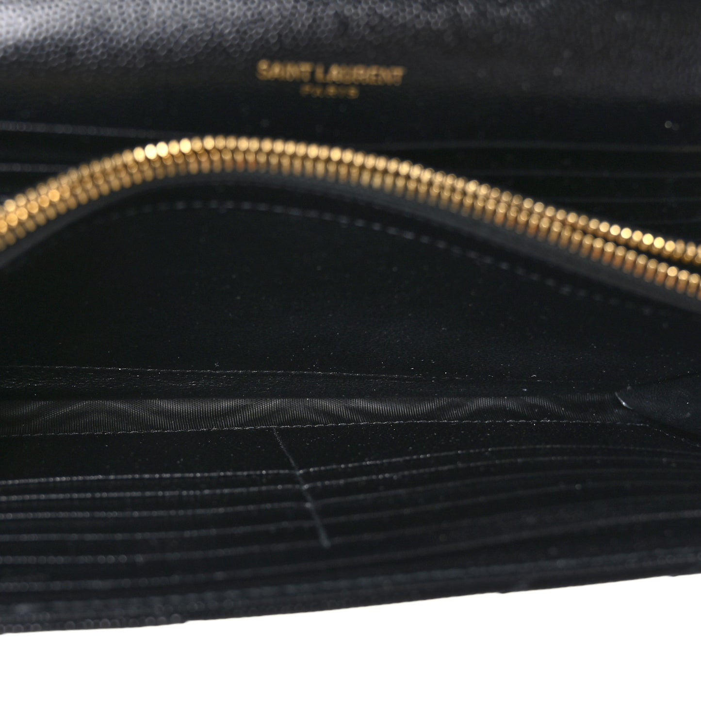 Grain De Poudre Matelasse Chevron Monogram Chain Wallet Black