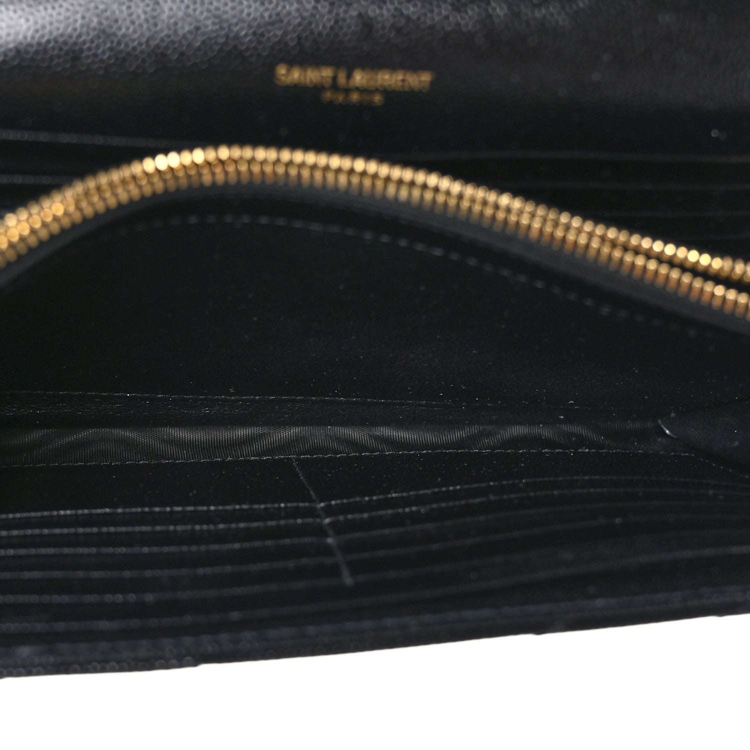 Saint Laurent Grain De Poudre Matelasse Chevron Monogram Chain Wallet Black 5 of 8