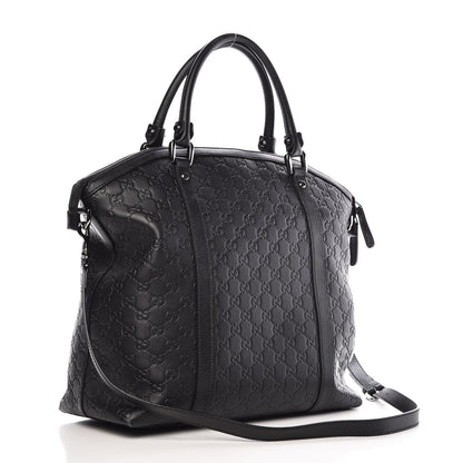 Gucci Guccissima Large GG Charm Convertible Dome Satchel Black 3 of 10