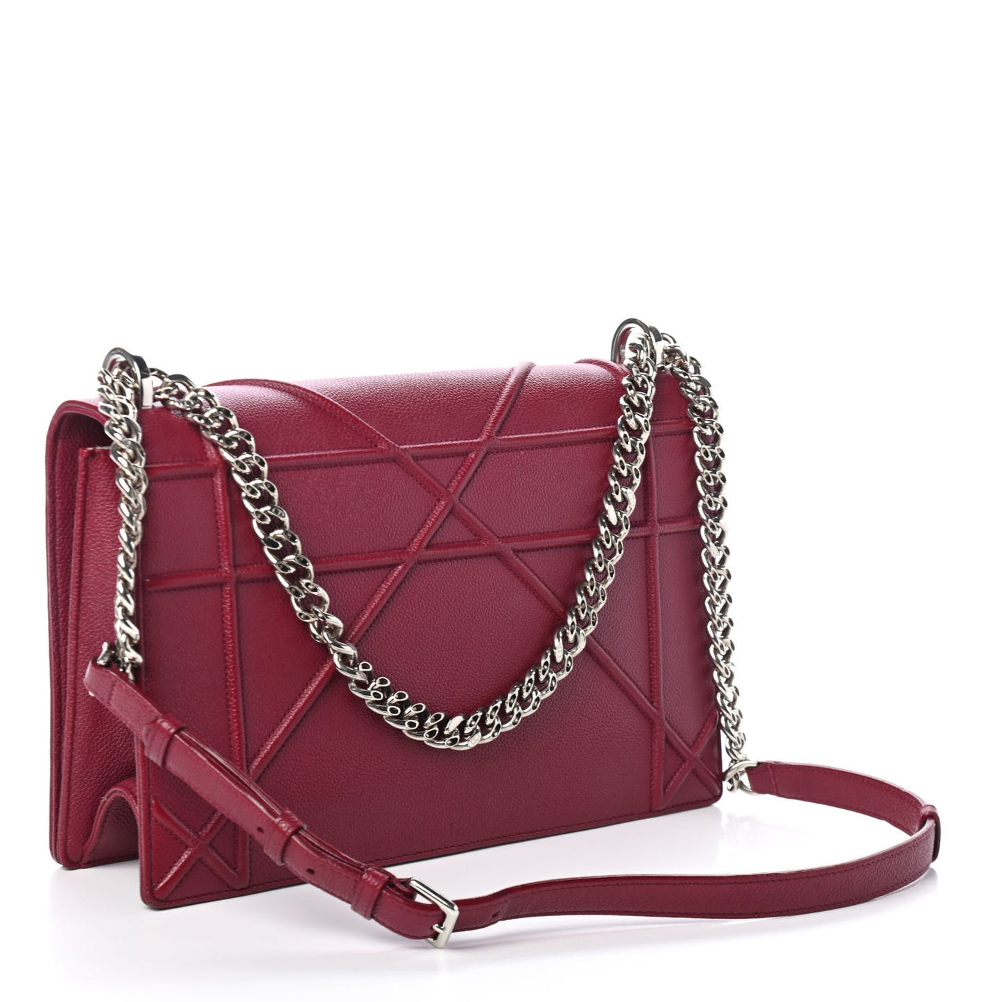 Grained Calfskin Large Diorama Flap Bag Burgundy