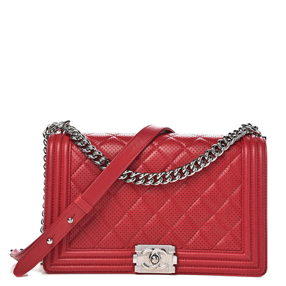 Chanel Perforated Lambskin Quilted New Medium Boy Flap Dark Pink 1 of 18