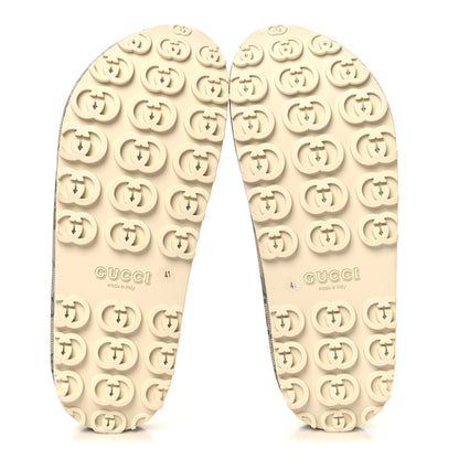 Gucci Cubic Rubber GG Monogram Womens Interlocking G Platform 42mm Slide Sandals 41 Beige Ebony 6 of 10