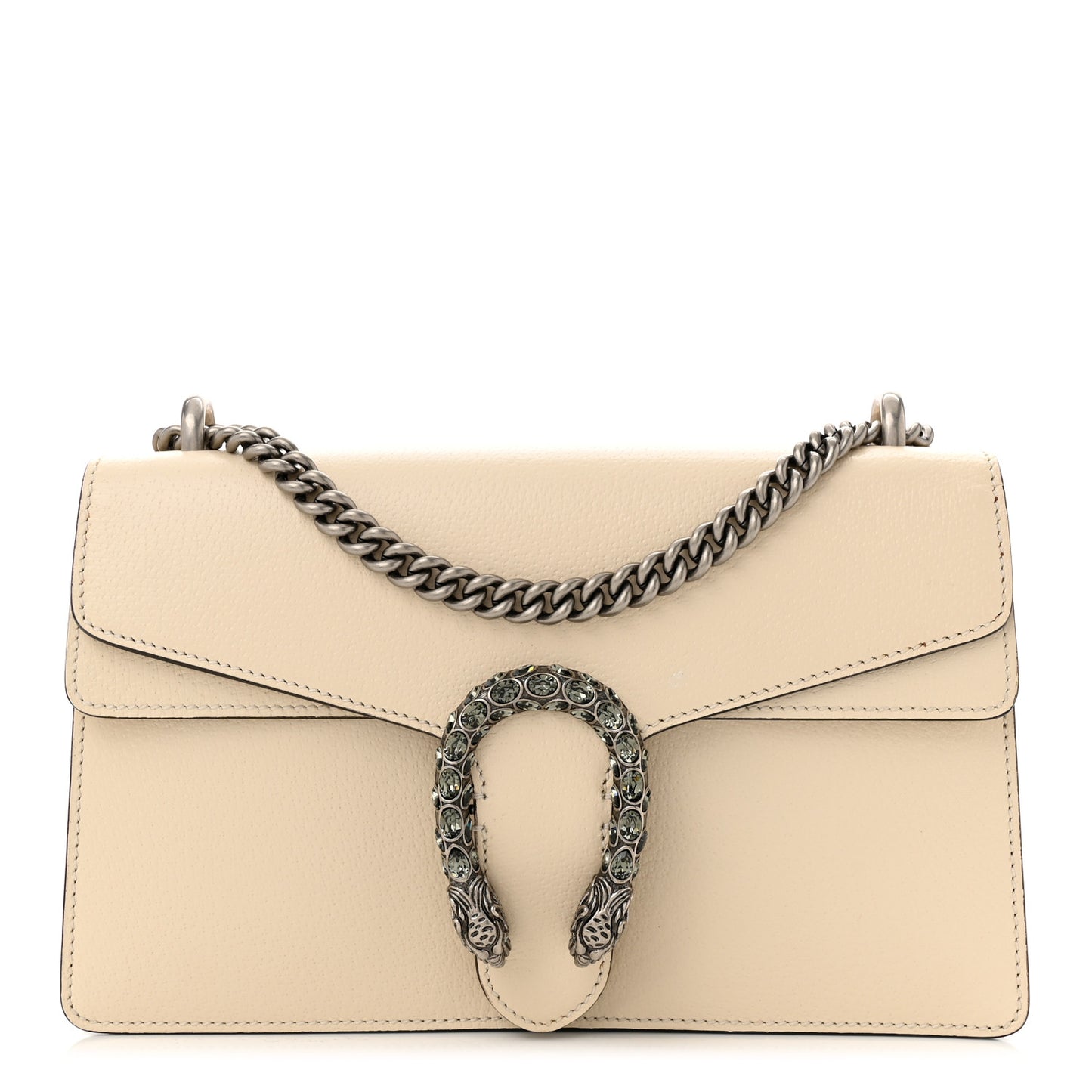 Textured Calfskin Crystal Small Dionysus Shoulder Bag Mystic White
