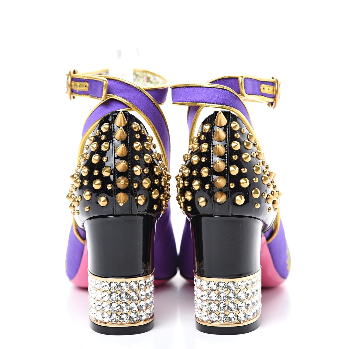 Satin Embroidered Dragon Caspar Pumps 38.5 Purple Oro Vecchio Black