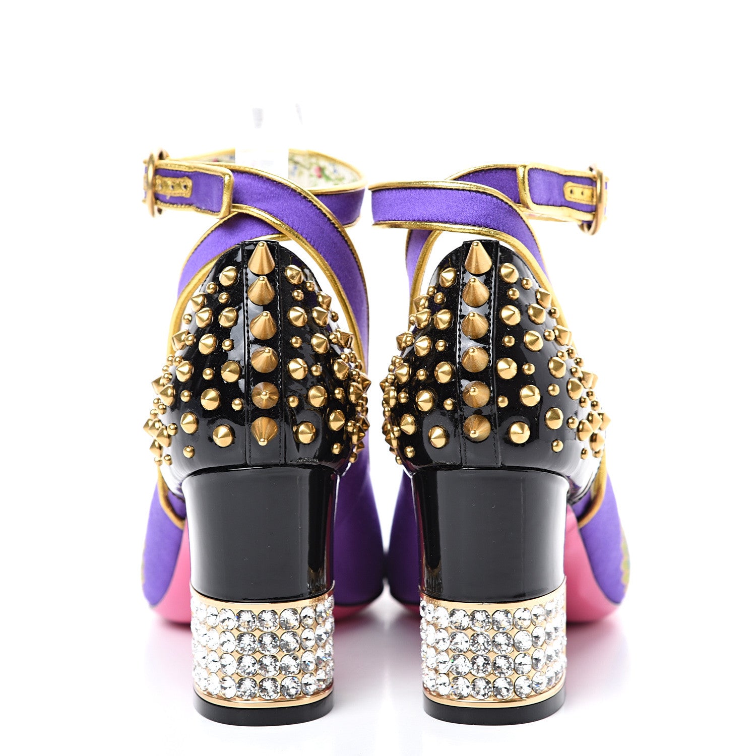 Gucci Satin Embroidered Dragon Caspar Pumps 38.5 Purple Oro Vecchio Black 5 of 11