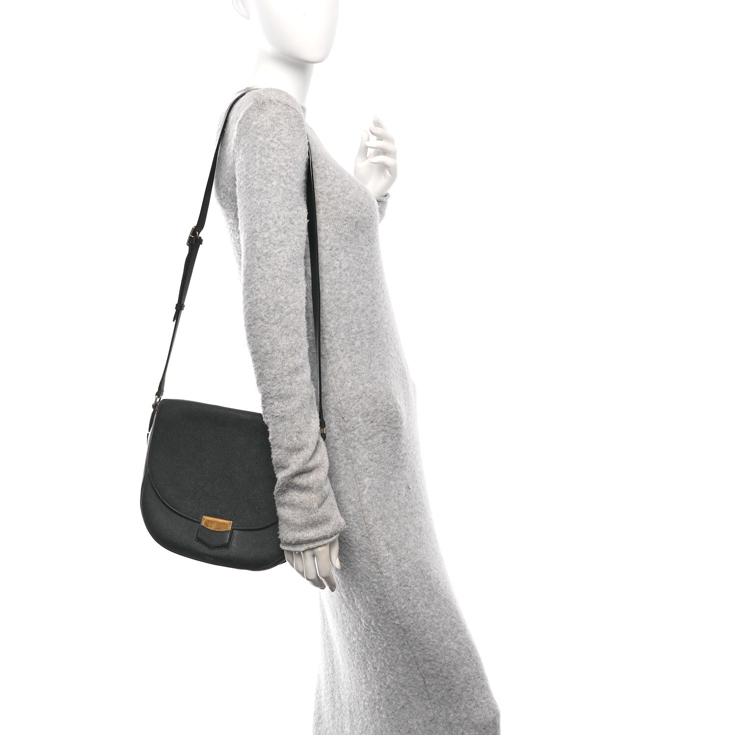 Celine Grained Calfskin Large Trotteur Black 2 of 14