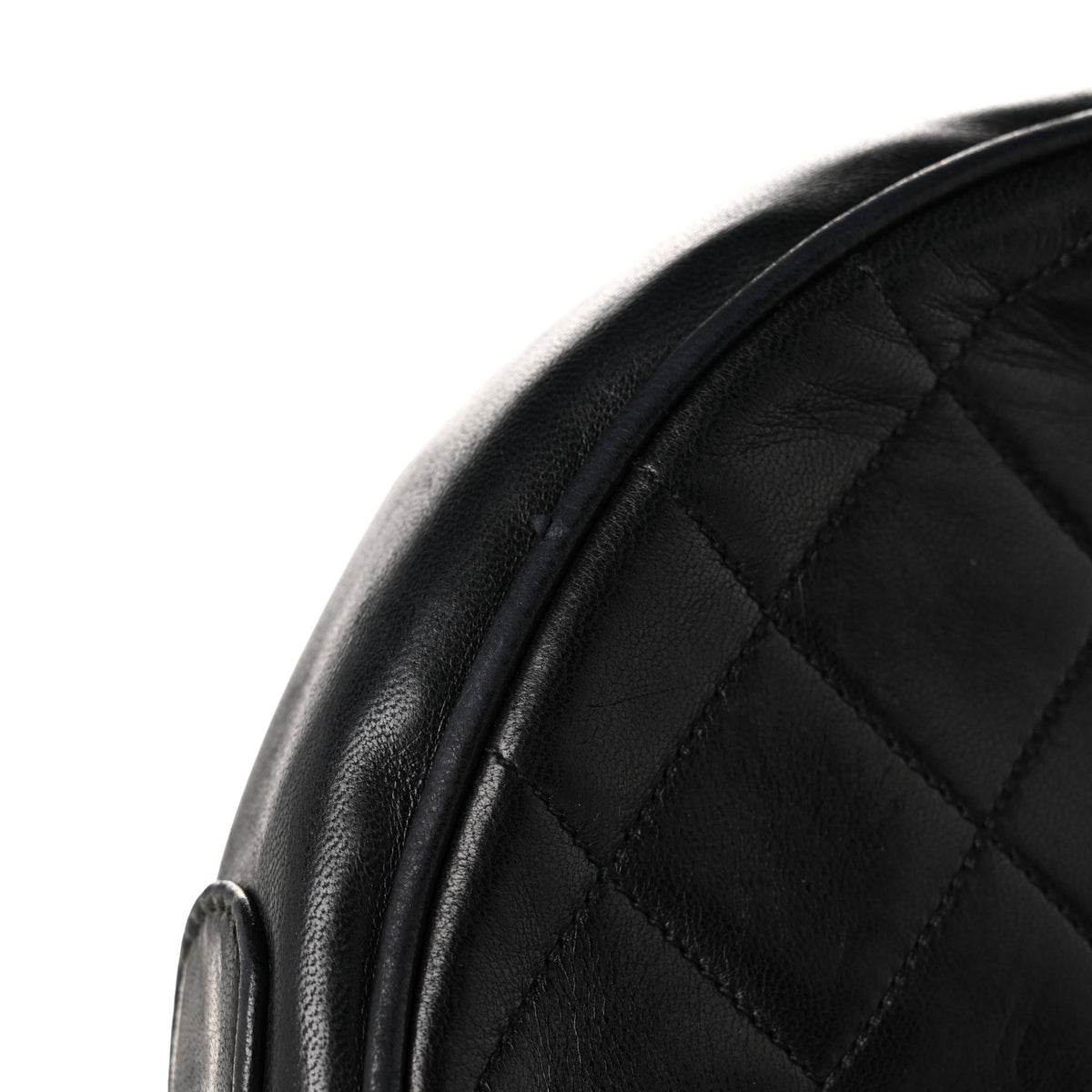Lambskin Quilted Round Tassel Crossbody Bag Black