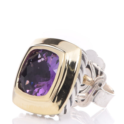 David Yurman Sterling Silver 18K Yellow Gold Amethyst 7mm Albion Earrings 3 of 6
