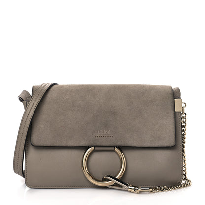 Chloe Suede Calfskin Small Faye Shoulder Bag Motty Grey 1 of 8