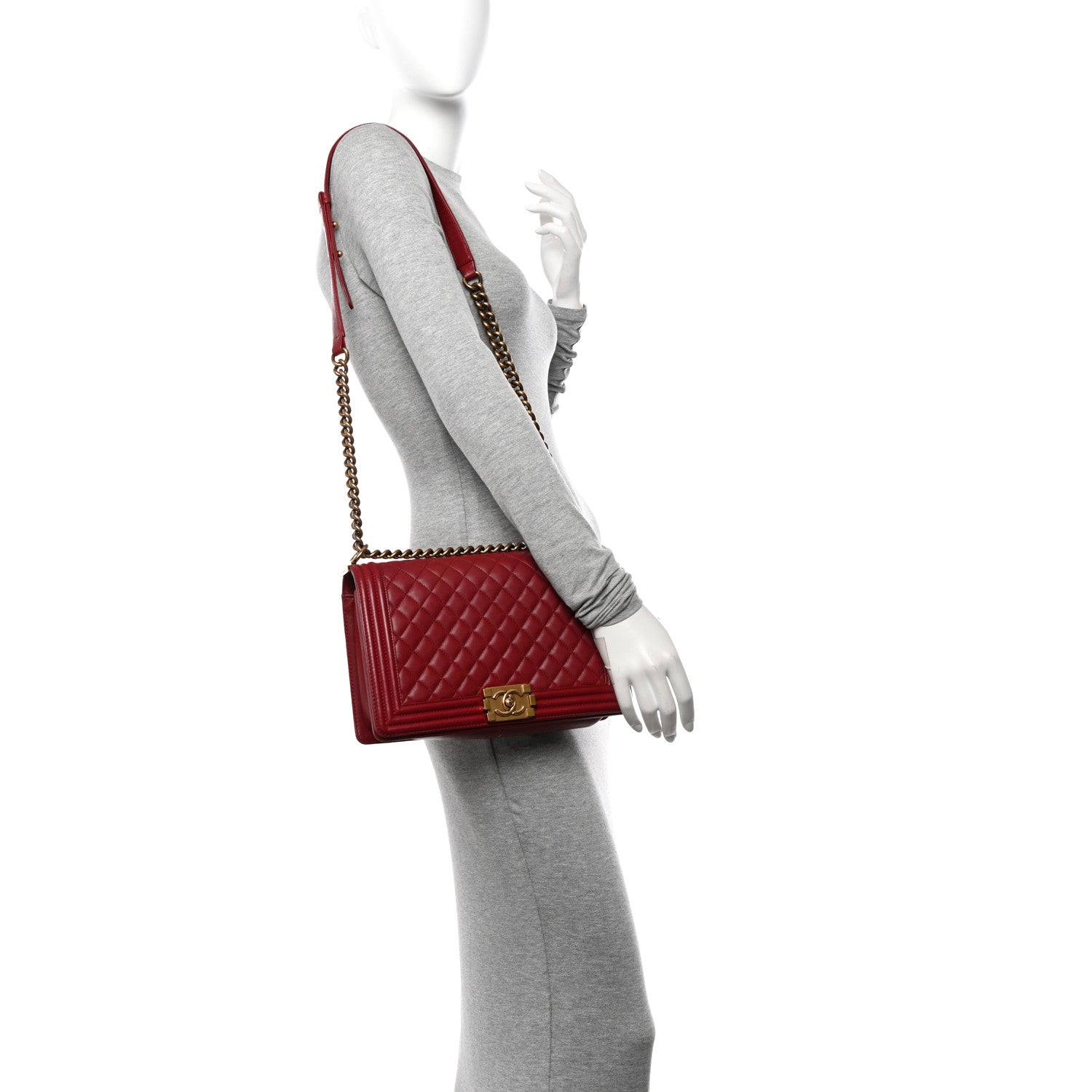 Chanel Lambskin Quilted New Medium Boy Flap Dark Red 2 of 11
