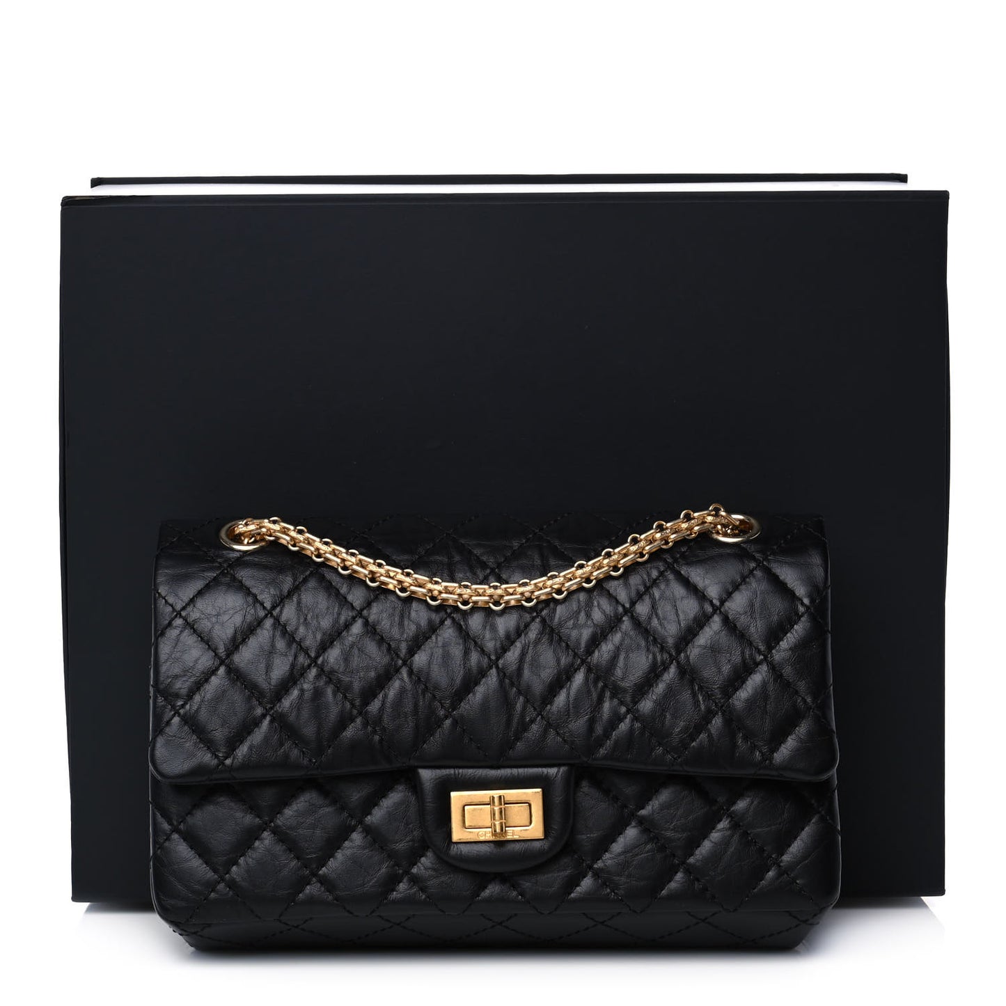 Aged Calfskin Quilted 2.55 Reissue 225 Flap Black