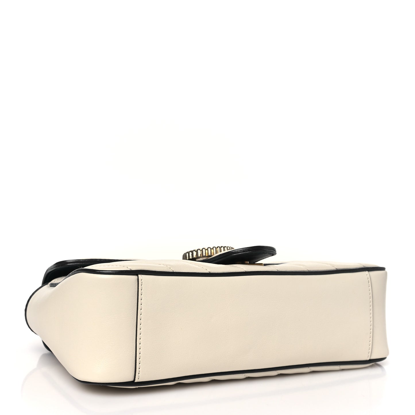 Vintage Effect Calfskin Matelasse Diagonal Small Torchon GG Marmont Shoulder Bag Mystic White Blue Agata