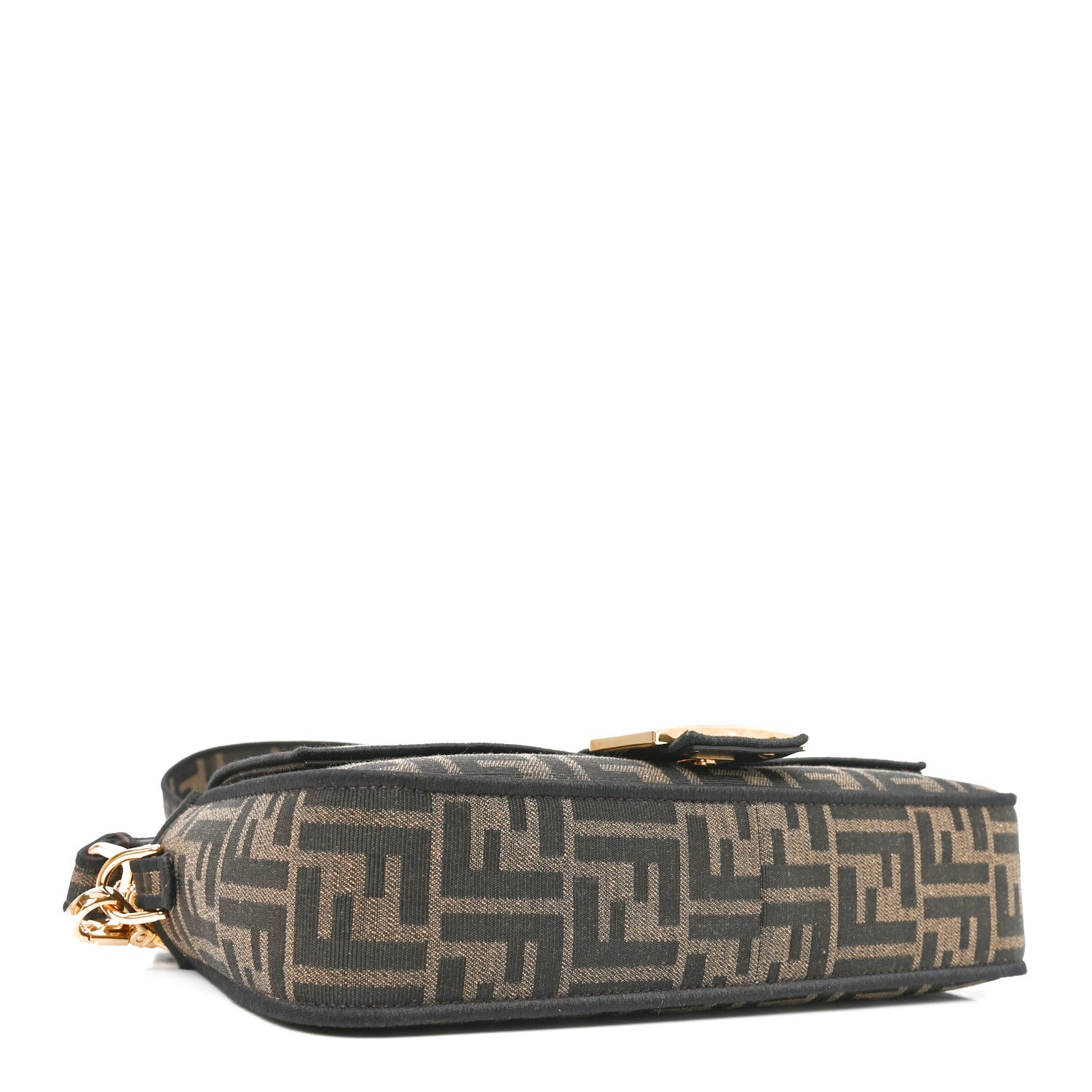 Fendi Fabric Jacquard FF 1974 Medium Baguette Tobacco Moro Black 4 of 11